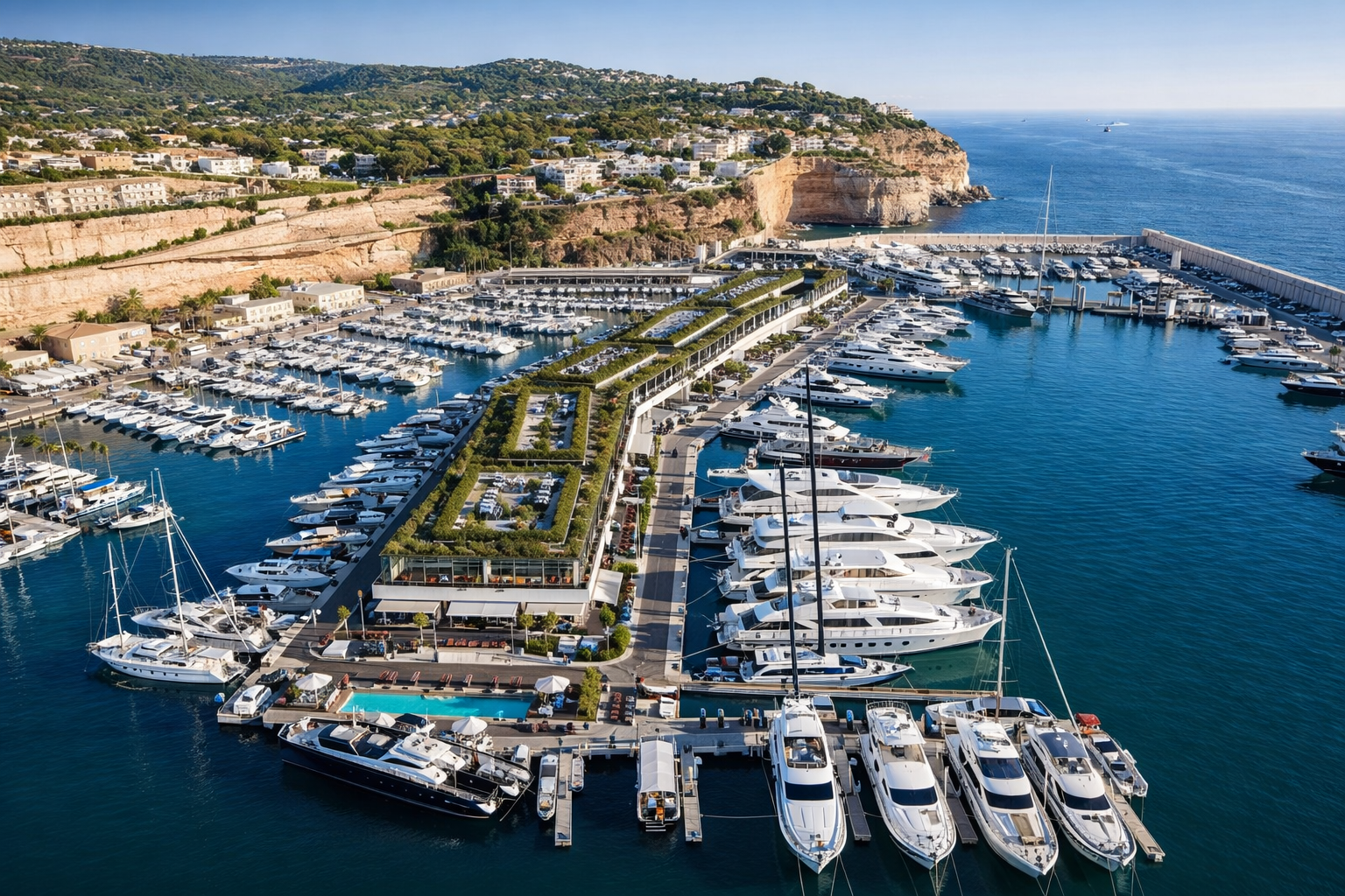 Yachts moored at Port Adriano in Mallorca