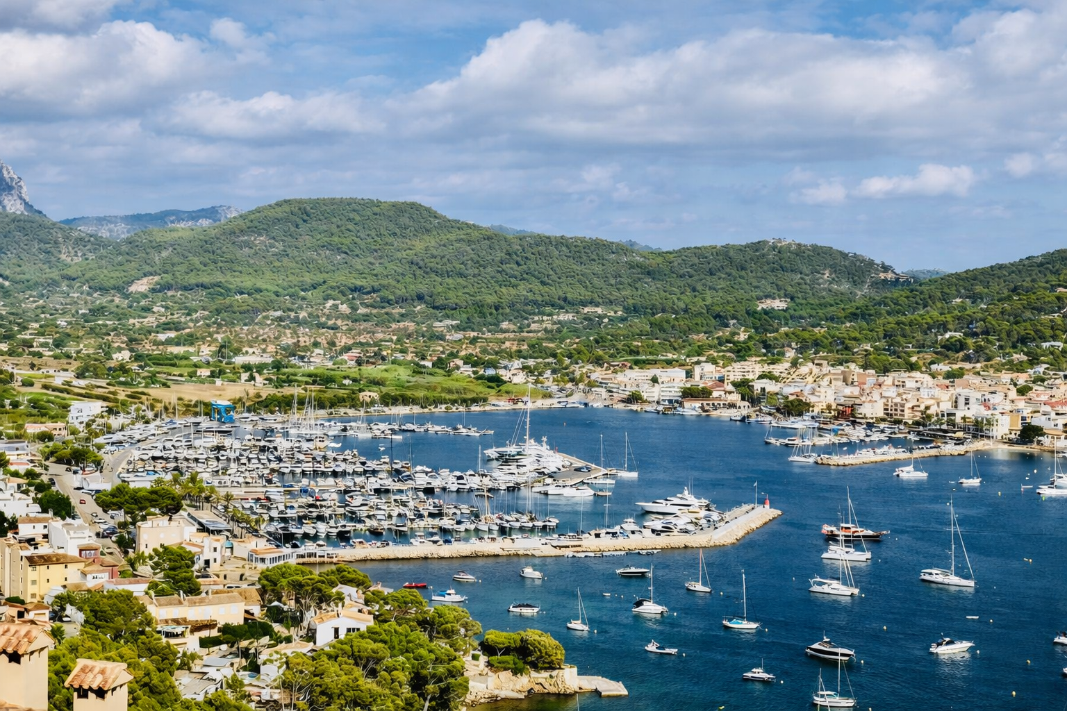 Boats moored in the harbour at Port d’Andratx
